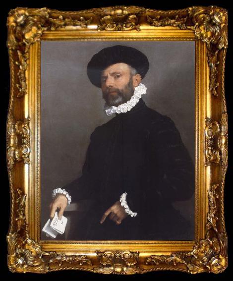 framed  Giovanni Battista Moroni Portrait of a young Man Holding a Letter, ta009-2
